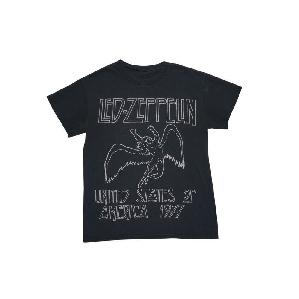 Vintage Led Zeppelin 1977 US Tour Tee – Black Rock Band T-Shirt (Size S)